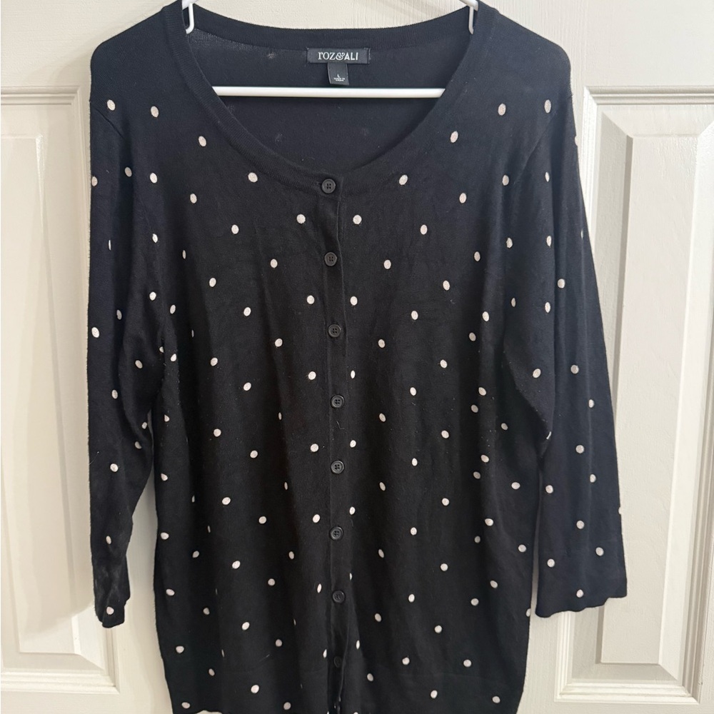 Polka Dot Button-Up Cardigan